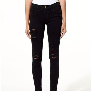 Black Ripped Frame Denim Jeans